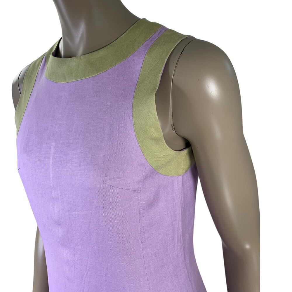 Harve Benard Vintage Linen Blend Sleeveless Sheath Pencil Dress Size 6 Lilac - Picture 7 of 14